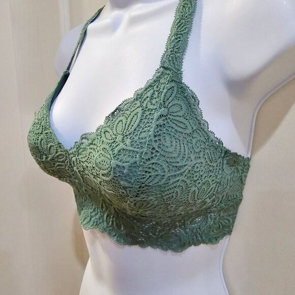 Auden ✦ Lace Bralette XS ✦ Sage Green Racerback Soft Stretch Comfortable Fit - Picture 8 of 15